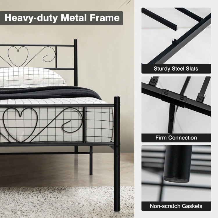 Twin XL Metal Bed Frame with Heart-shaped HeadboardCostway Gallery View 10 of 10